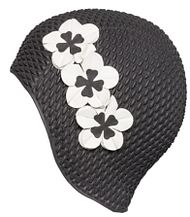 Bonnet de bains avec fleur noir