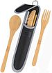 Cutlery set 'Bamboo' 5 pieces in bag & carabiner