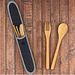 Cutlery set 'Bamboo' 5 pieces in bag & carabiner